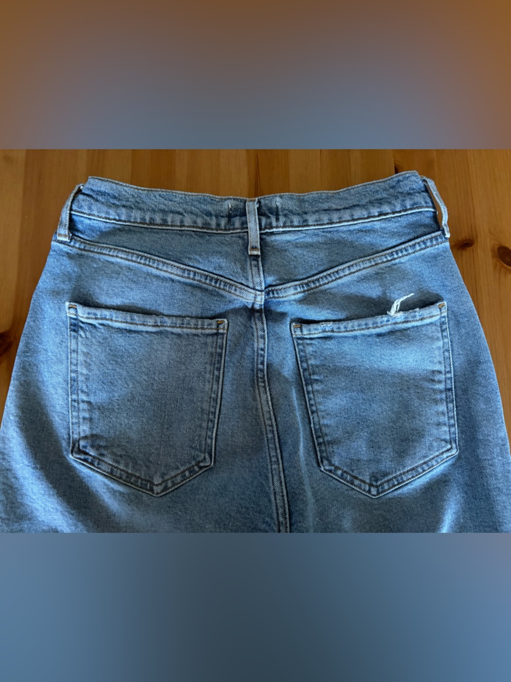 AGOLDE Riley Long Button Fly Straight Leg Blue Jeans Size 27 - Picture 9 of 13